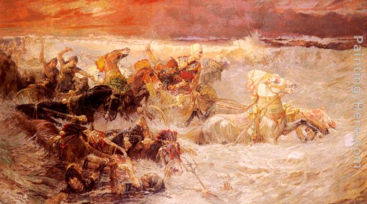Pharaoh's Army Engulfed By The Red Sea painting - Frederick Arthur Bridgman Pharaoh's Army Engulfed By The Red Sea art painting